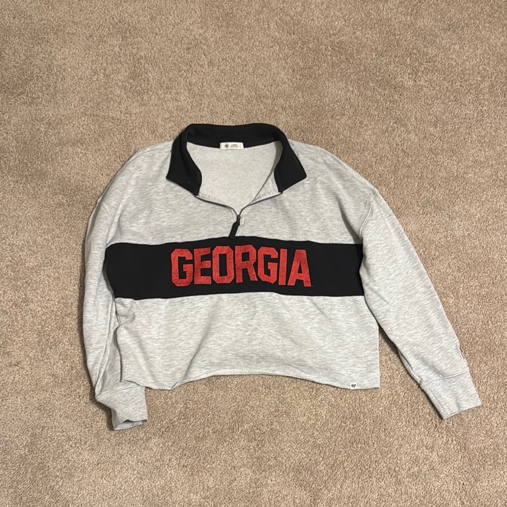 47 Brand Black and Gray CROP Pullover